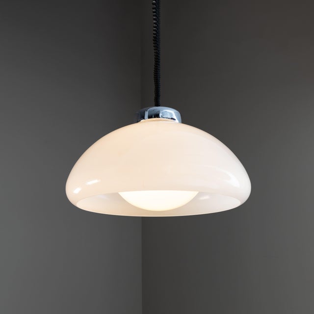 Mid-Century Modern Pendant Lamp in Methacrylate and Steel, 1970s For Sale - Image 3 of 7