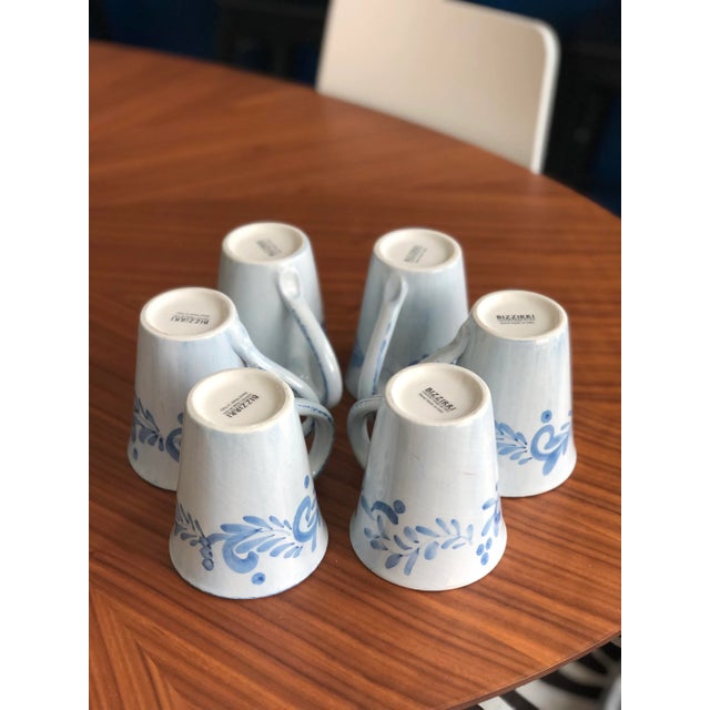 Ceramic Italian Hand-Crafted Coffee Cups in Blue & White by Ceramiche Bizzirri-6 Pieces For Sale - Image 7 of 9