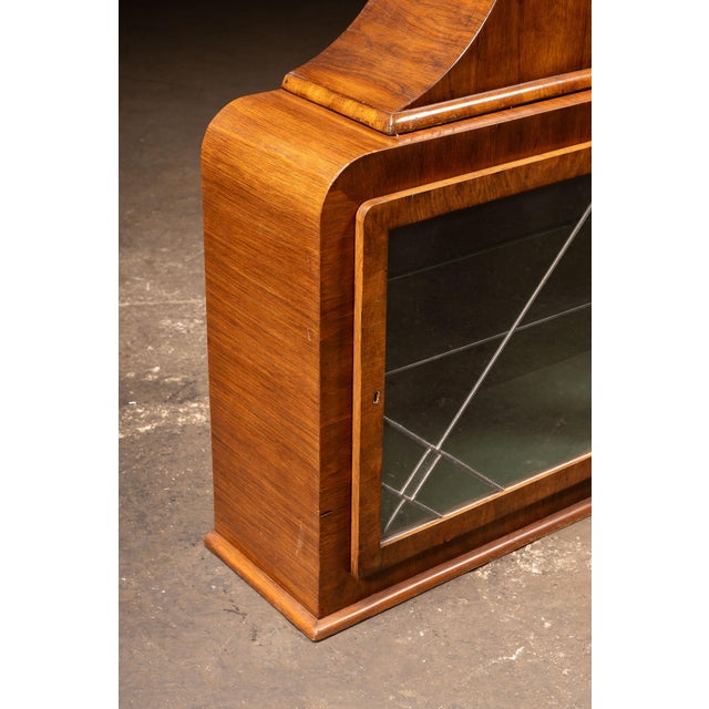 1930s Circular Art Deco Liquor Cabinet With Leaded Glass Doors For Sale - Image 16 of 18