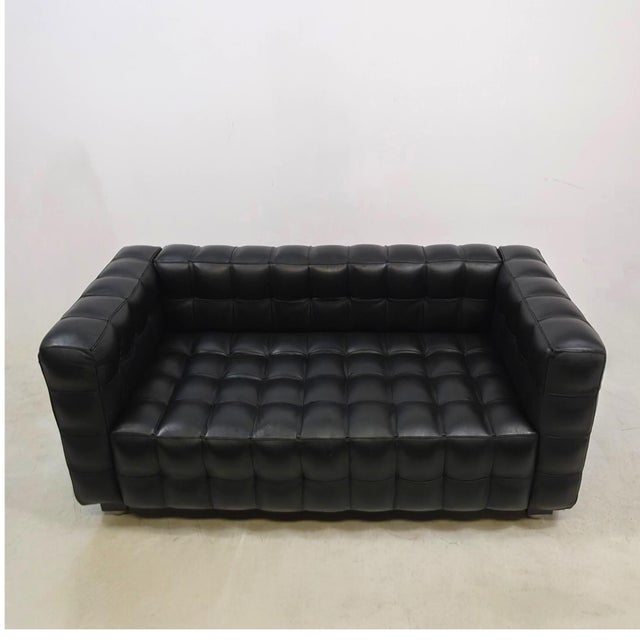 Wittmann Kubus 2-Seater Sofas in Leather attributed to Josef Hoffmann for Wittmann, 1980s, Set of 2 For Sale - Image 4 of 12