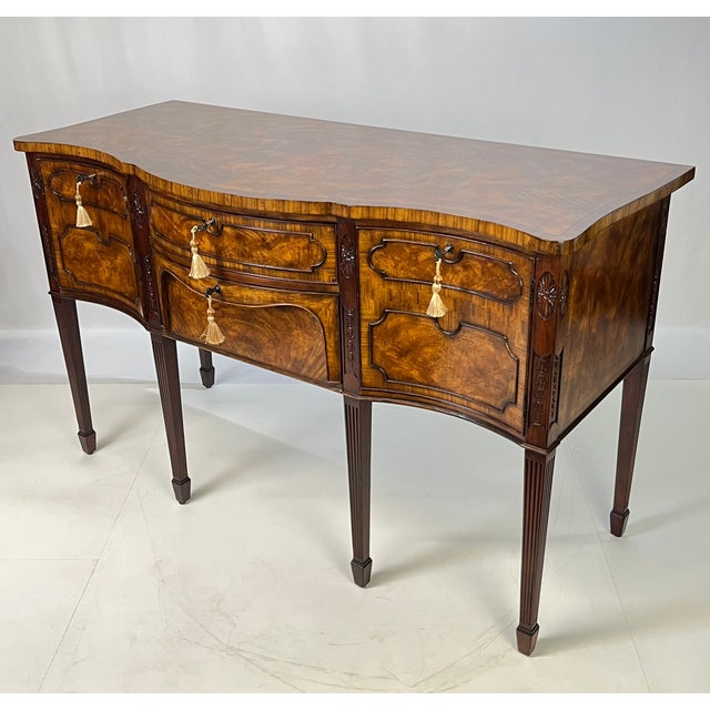 Wood Early 20th Century Theodore Alexander "Althorp Living History" Sheraton Style Serpentine Sideboard For Sale - Image 7 of 18