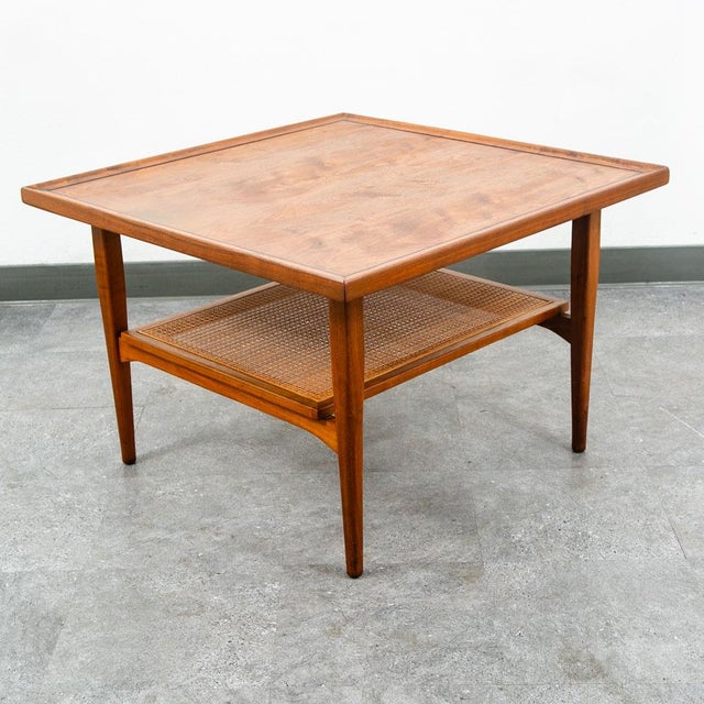 Brown Mid Century Modern End Table Side Square Drexel Kipp Stewart Walnut Corner MCM For Sale - Image 8 of 12