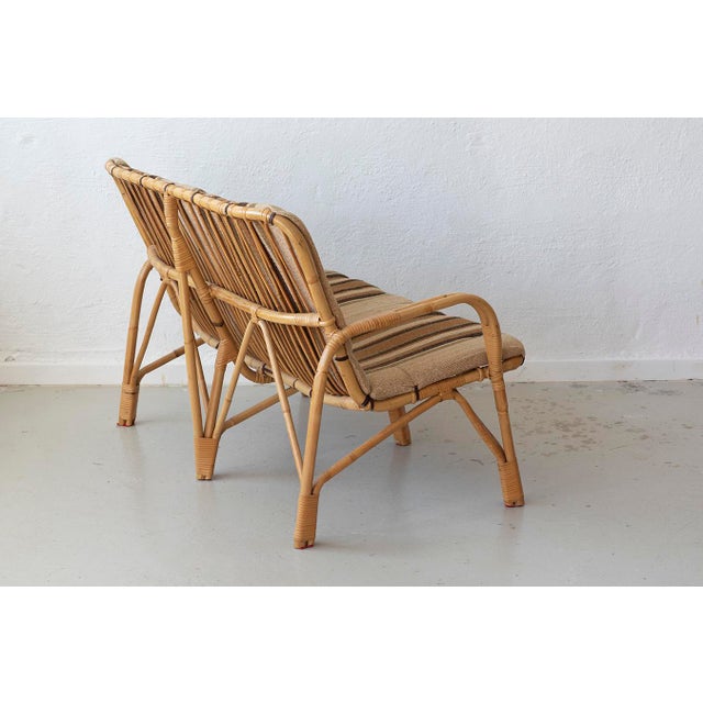 1970s Danish Rattan Lounge Set with Sofa, Armchairs and Coffee Table, 1970s, Set of 4 For Sale - Image 5 of 11