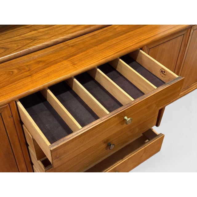 1960s Kipp Stewart for Drexel Declaration Two Piece Walnut Credenza Hutch For Sale - Image 15 of 17