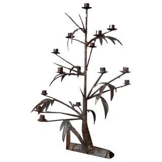 Large Brutalistic Metal Candleholder, 1970s For Sale