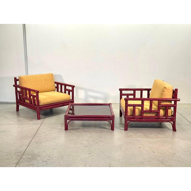 Bamboo Living Room Set from Vivai Del Sud, 1970s, Set of 3 For Sale - Image 10 of 10