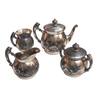 Antique Victorian Silverplate Tea Set - 4 Pieces For Sale