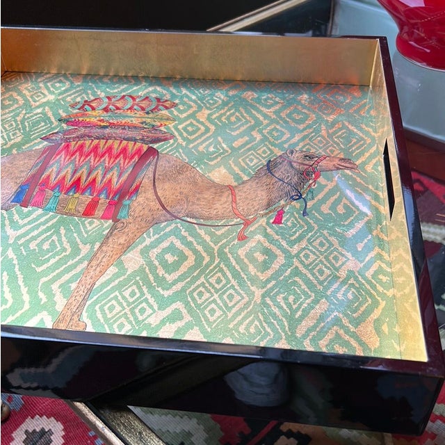 Dromedary Square Tray in Lacquered Wood by Les Ottomans For Sale - Image 4 of 4