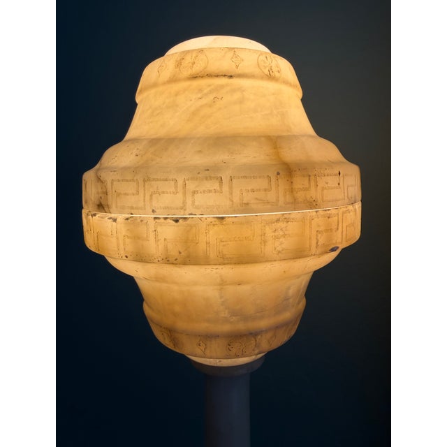 1930s Alabaster Carved Figural Table Lamp For Sale - Image 4 of 17