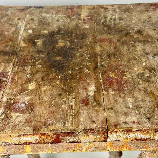 Stunning Antique Square Top Table With an Apron Drop and Spiral-Turned Legs With Yoke Shaped Base For Sale - Image 9 of 13