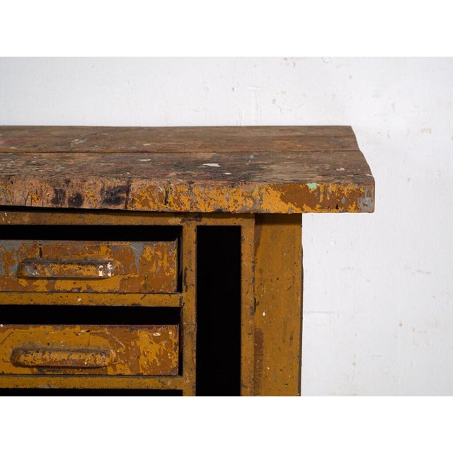 Brown Industrial Chest of Drawers in Pine and Iron, Central Europe, 1950 For Sale - Image 8 of 13