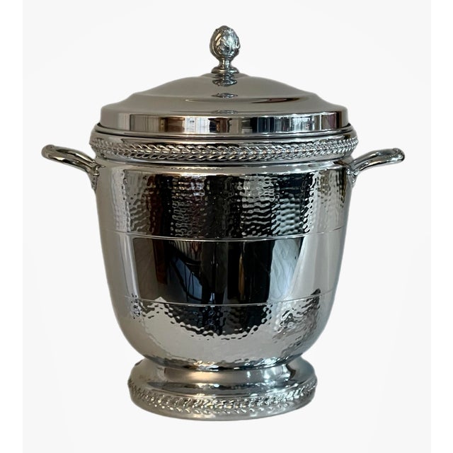 Mid-Century Modern Vintage Faber Brothers Hammered Chrome Ice Bucket For Sale - Image 3 of 12