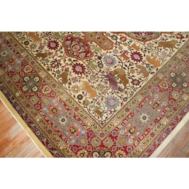 19th Century Zabihi Collection Indian Agra Animal Motif Rug - 8'2" x 12'4" For Sale - Image 4 of 12