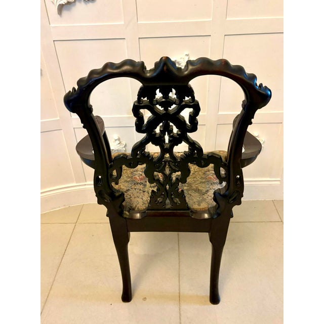 Brown Antique Victorian Carved Mahogany Chippendale Style Ribbon Back Desk Chair, 1860 For Sale - Image 8 of 16