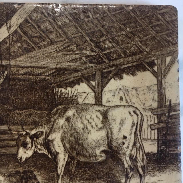 William Wise "Animals on the Farm" Series Minton Sepia-Toned Tile C. 1885 For Sale In Baltimore - Image 6 of 8