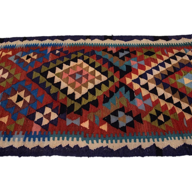 1960s 1960s Vintage Turkish Kilim Multicolor Handmade Tribal Wool Rug For Sale - Image 5 of 8