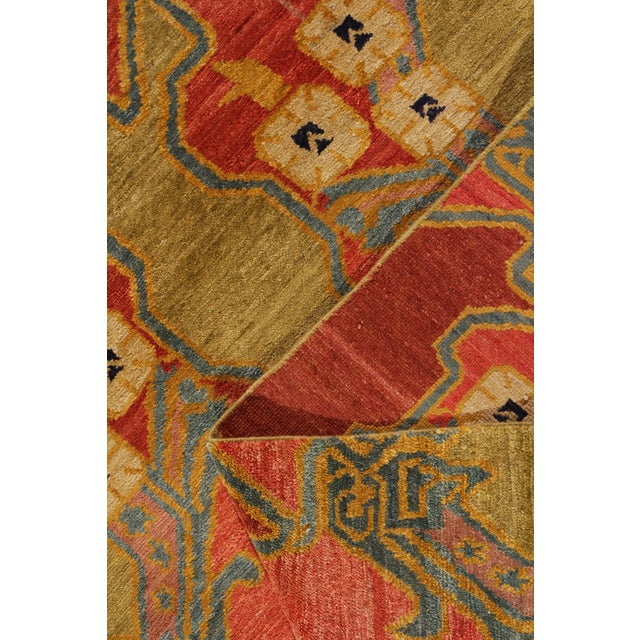 Red Rug & Kilim’s Ersari Style Rug in Red and Green Geometric Pattern For Sale - Image 8 of 8