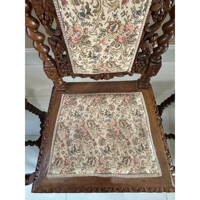 Circa 1860 French Louis XIII Hunting Style Carved Oak Chairs, Set of 6 For Sale In Panama City, FL - Image 6 of 15