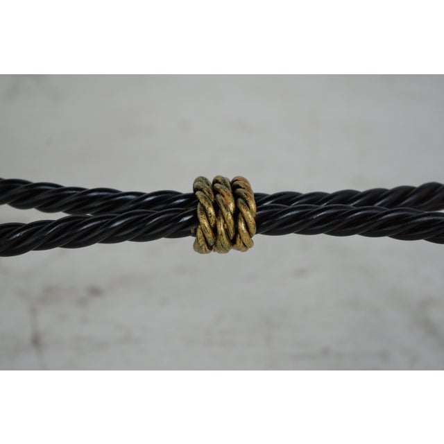 Metal Pair Rope Twist Iron Newly Upholstered Benches For Sale - Image 7 of 12
