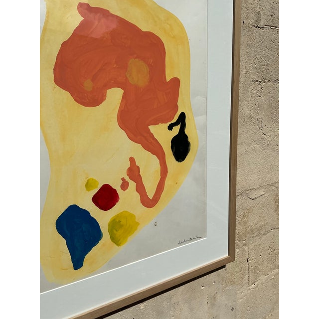 Vintage Boho Original Abstract Oil Painting on Paper For Sale - Image 4 of 12