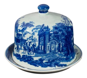 1900s Antique Victorian English Ceramic Cheese Keeper