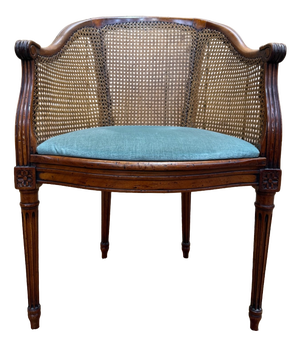 Louis XVI Style Stained Wood Desk Chair with Cane Seat, 19th Century