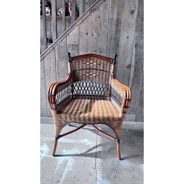 Vintage wicker chair with arms excellent condition detailed Condition Good condition, great bedroom chair ,Signs of age...