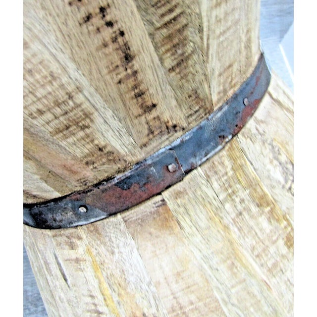 Vintage Rustic Indoor Outdoor Teak Stave Hourglass Side Table For Sale - Image 4 of 10