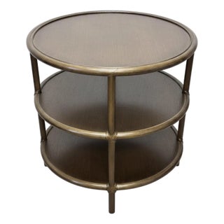 McGuire-Attributed Contemporary Round Tiered “Clean Line” Side Table For Sale