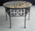 Boho Chic Ornate Grotto Shell Tiger Motif Round Marble Coffee Table With Iron Base For Sale - Image 3 of 7