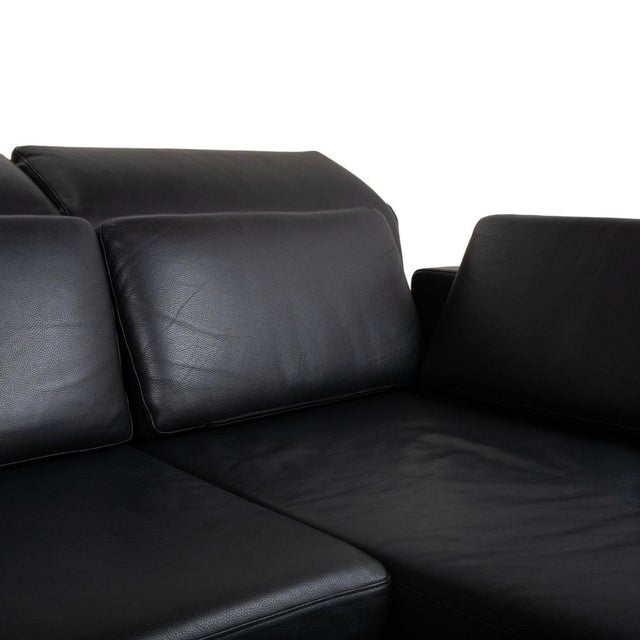 Leather Chrome Corner Sofa in Black with Manual Function by Brühl Moule For Sale - Image 10 of 18