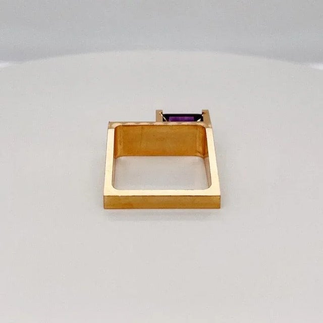 Signed Trisko 14 Karat Gold & Amethyst Cocktail Ring Size 8 For Sale - Image 9 of 10