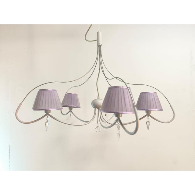 Five-Light Chandelier with Organza and Crystal Lampshades For Sale - Image 18 of 18