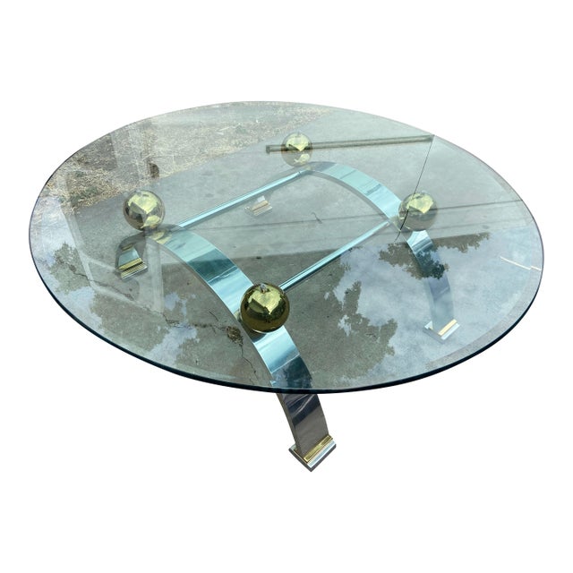 Vintage Space Age Design Chrome and Glass Atomic Coffee Table For Sale