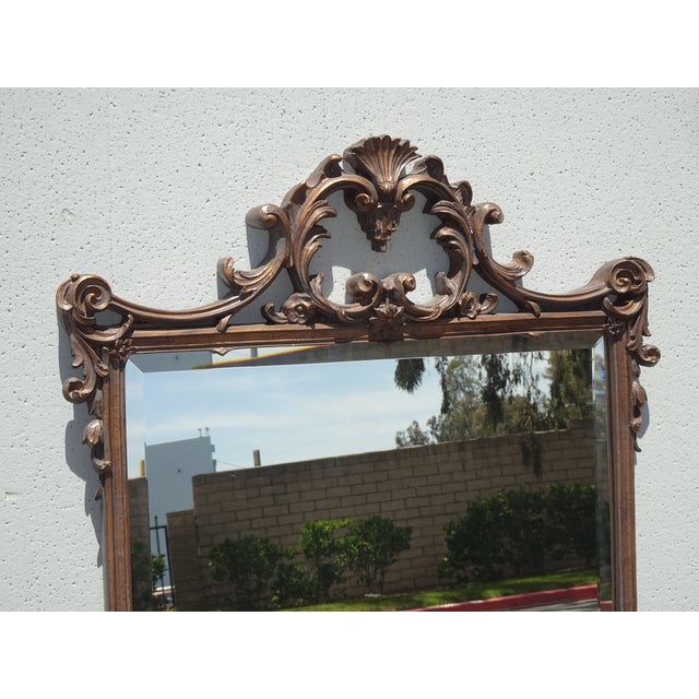 Pair of Vintge French Louis XVI Style Ornate Wall Mantle Mirrors For Sale - Image 9 of 15