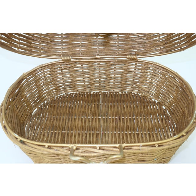 Gold Wicker Bow Basket Box For Sale - Image 12 of 14