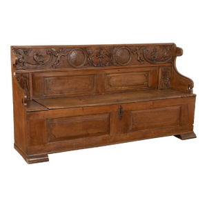 Early 19th Century Swedish Carved Oak Bench