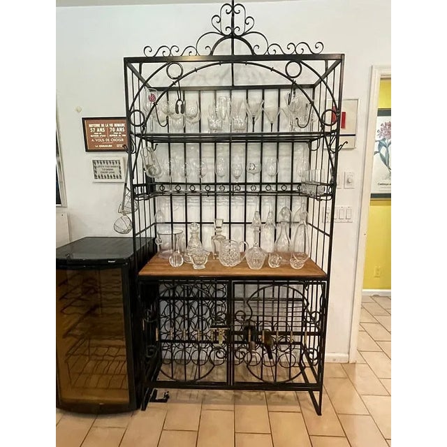Wine 1970sv Large Kitchen Wrought Iron Wine Storage Rack 92" For Sale - Image 8 of 9