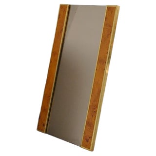Brass & Briarwood Wall Mirror, 1970s For Sale