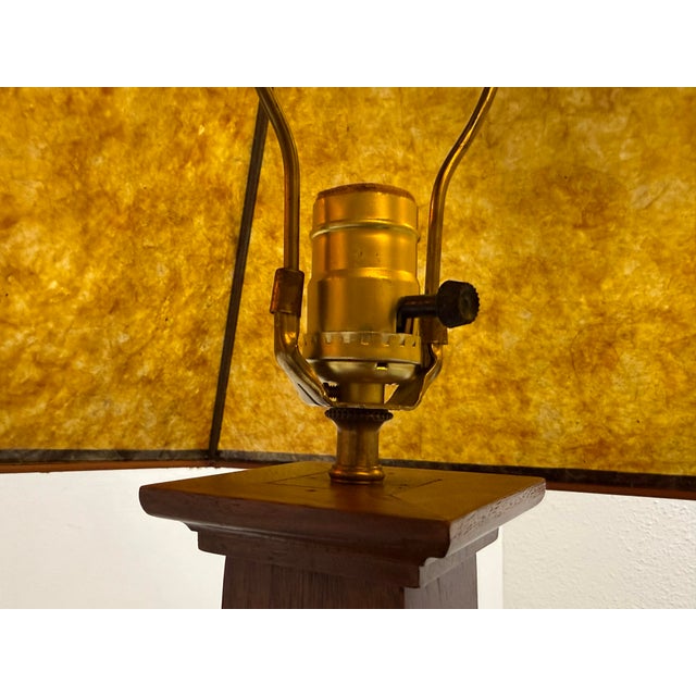 Brown Late 20th Century Arts & Crafts Tapered Wood Column Table Lamp For Sale - Image 8 of 12
