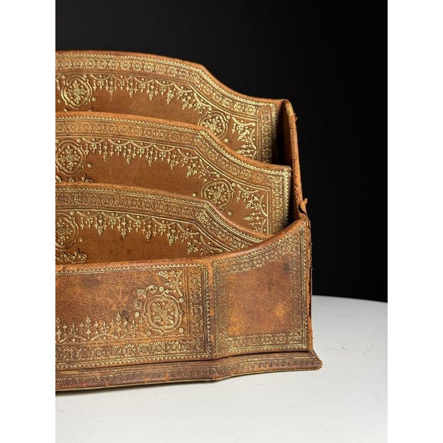 Desk Organizer in Leather, 20th Century For Sale - Image 10 of 14