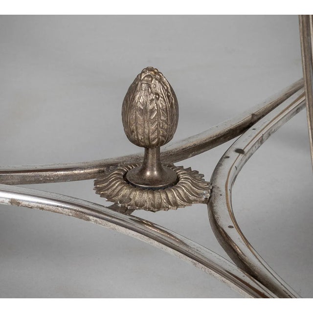 Vintage Louis XVI Style Silvered Bronze Gueridon Table For Sale - Image 4 of 9