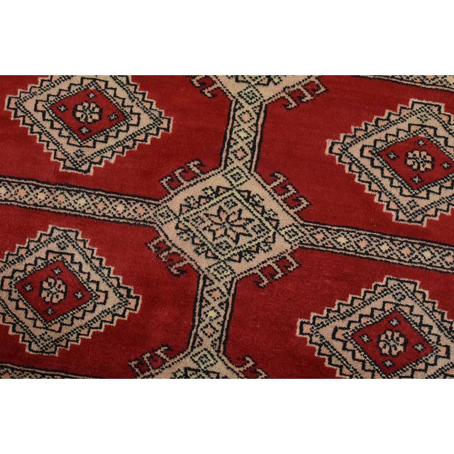 Bokhara Jaldar Rug 8’3” X 10’2” Red Wool Tribal Hand-Knotted Oriental Carpet For Sale - Image 4 of 14