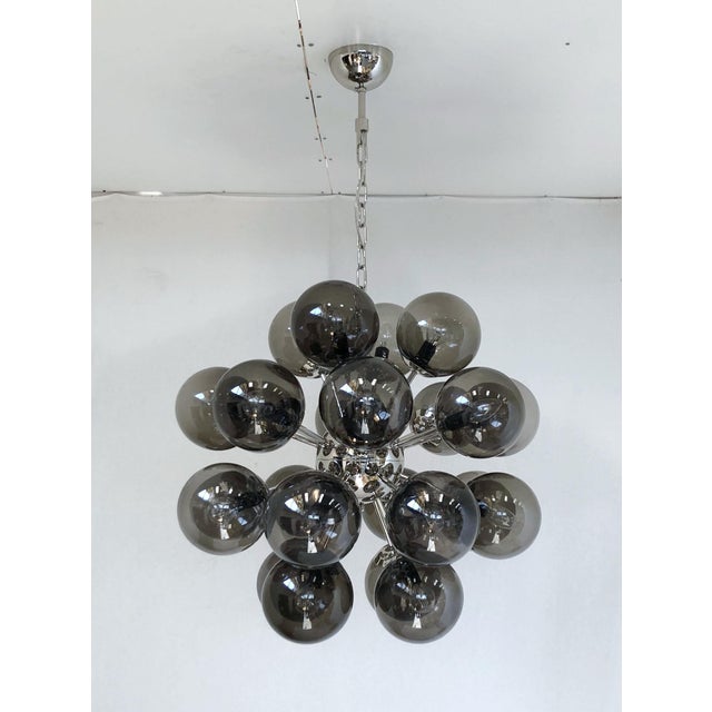 Fabio Ltd 21st Century Nova Polished Nickel Smoky Murano Sputnik Chandelier by Fabio LTD For Sale - Image 4 of 8