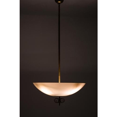Ceiling Lamp in Brass and Glass from Paavo Tynell, 1950s For Sale - Image 6 of 11