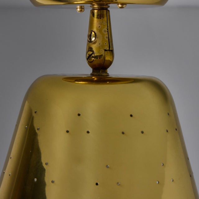1940s Perforated Brass Conical Ceiling Lamp Attributed to Paavo Tynell For Sale - Image 13 of 14