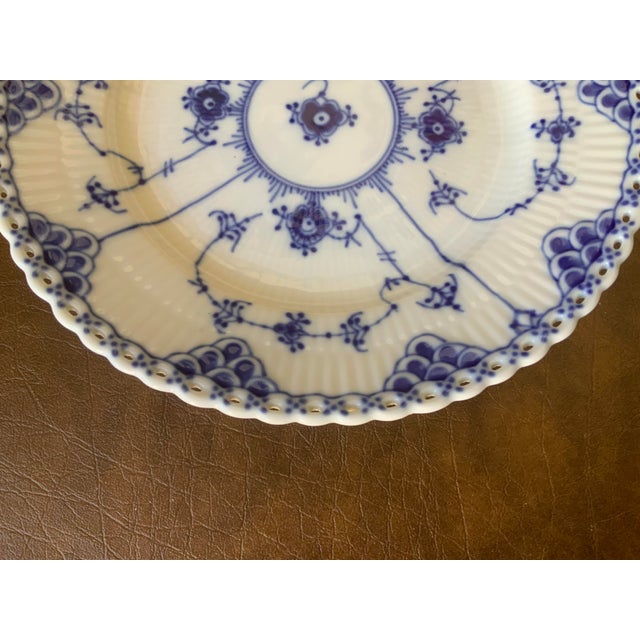 Traditional 1960s Royal Copenhagen Blue Fluted Full Lace Salad/Lunch Plate 1086 For Sale - Image 3 of 8