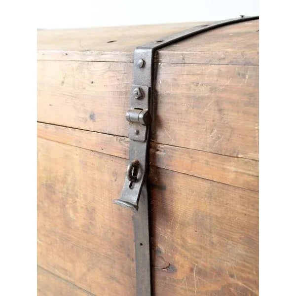 Brown Antique Wood Chest For Sale - Image 8 of 12