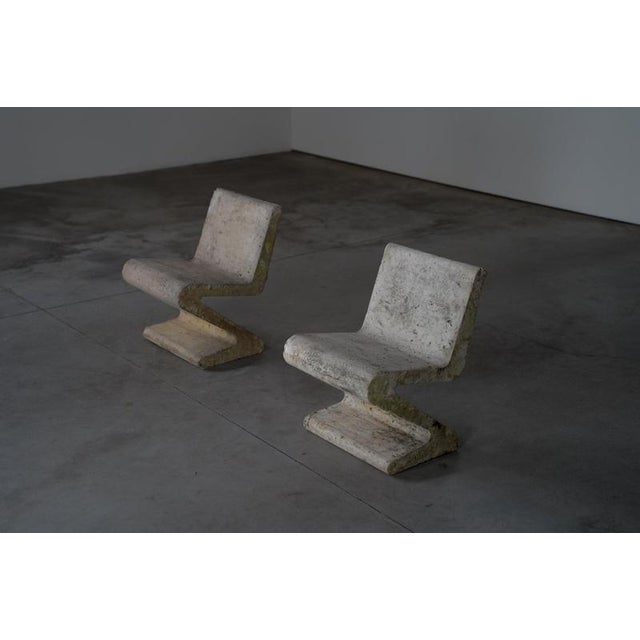 Concrete Zig Zag Chairs, France, 1970s, Set of 2 For Sale - Image 4 of 18