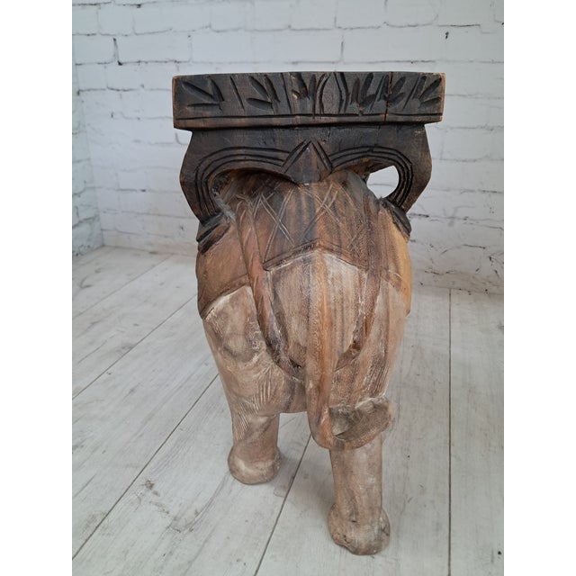 Vintage Hand-Carved Wooden Elephant Plant Stand, 1960s For Sale - Image 13 of 18